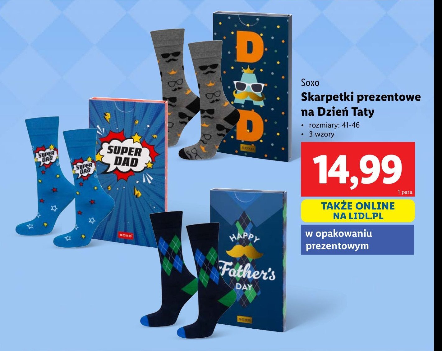 Skarpetki dla taty 41-46 Soxo promocja