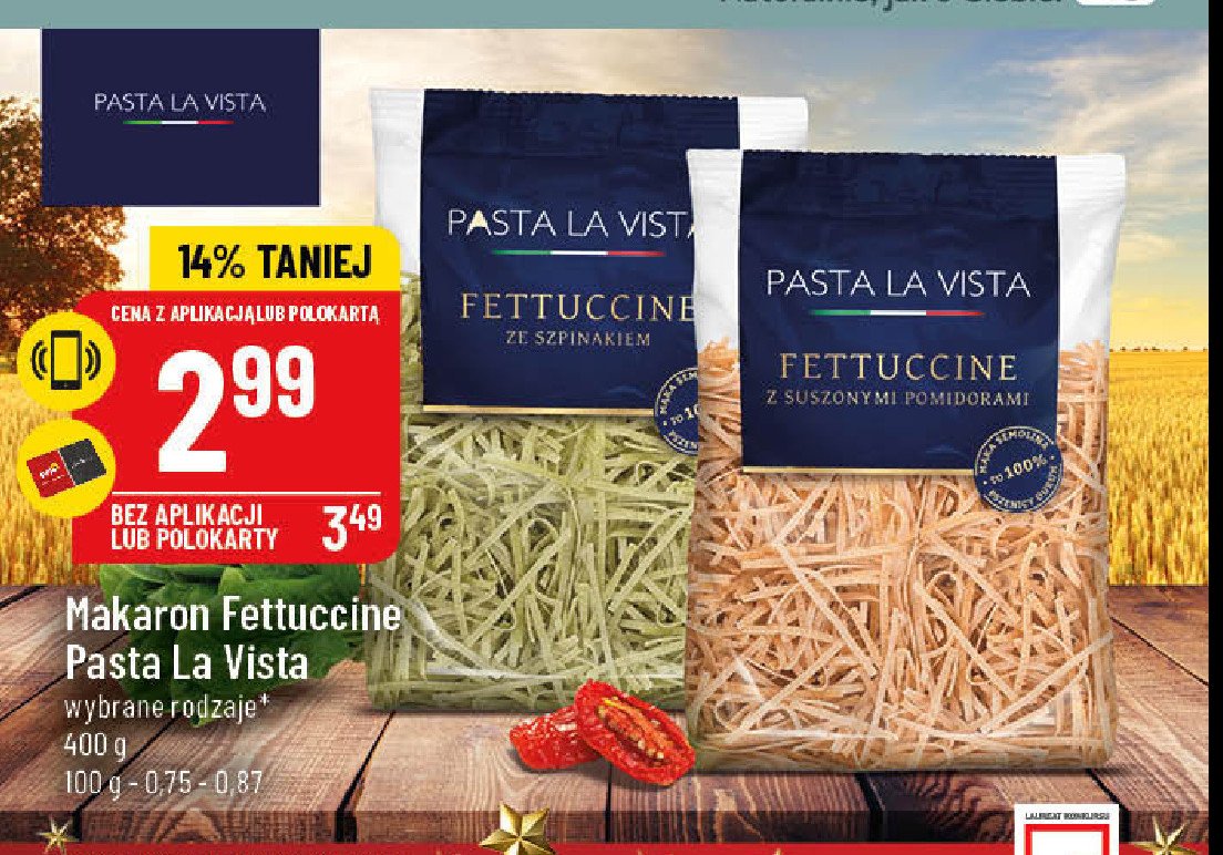 Makaron fettuccine z suszonymi pomidorami Pasta la vista promocja