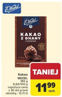 Kakao WEDEL 180 g promocja w Carrefour