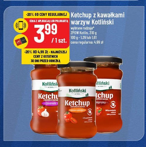 Ketchup z kawałkami warzyw papryka Kotliński specjał promocja