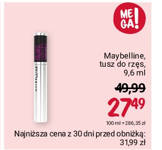 Tusz do rzęs pogrubiająco-wydłużający ultra black Maybelline falsies lash lift promocja