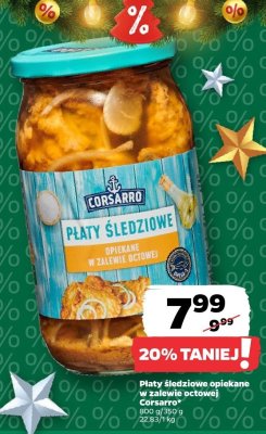 Płaty śledziowe opiekane w zalewie octowej Corsarro promocja w Netto