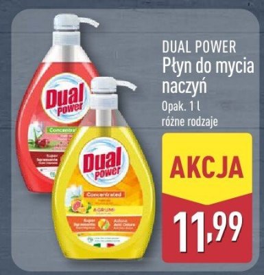 Płyn do mycia naczyń 1 l różne rodzaje DUAL POWER promocja w Aldi