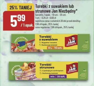 Torebki z suwakiem / strunowe Jan Niezbędny promocja w POLOmarket
