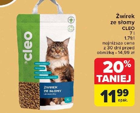 Żwirek ze słomy Cleo promocja w Carrefour Market