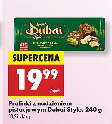 Pralinki z nadzieniem pistacjowym dubai Bergen promocja w Biedronka