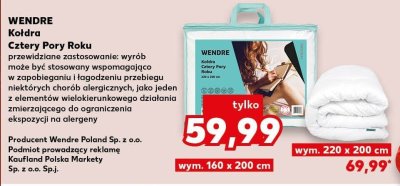 Kołdra Cztery Pory Roku WENDRE promocja w Kaufland