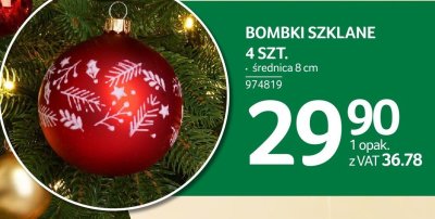 Bombki szklane 4 szt. średnica 8 cm Vitbis promocja w Selgros