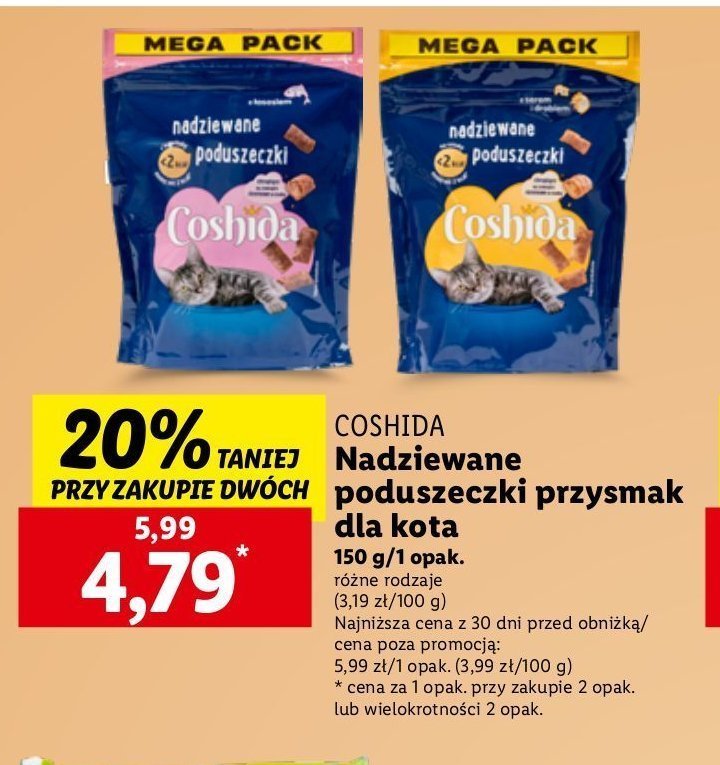 Snacki dla kota poduszeczki z łososia Coshida promocja