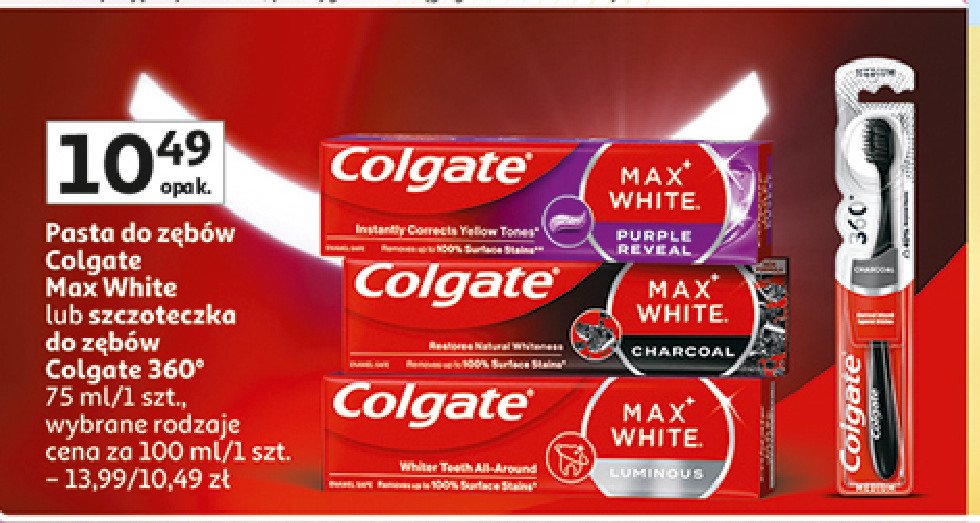 Pasta do zębów luminous Colgate max white promocja