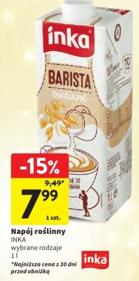 Napój roślinny INKA Barista owsiano-ryżowy promocja w Intermarche