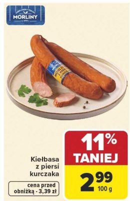 Kiełbasa z piersi kurczaka Morliny promocja w Carrefour