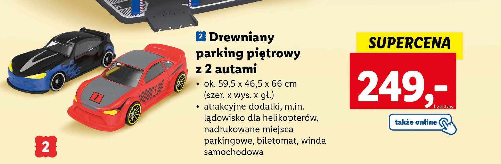 Drewniany parking z 2 autami 59.5 x 46.5 x 66 cm Playtive promocja