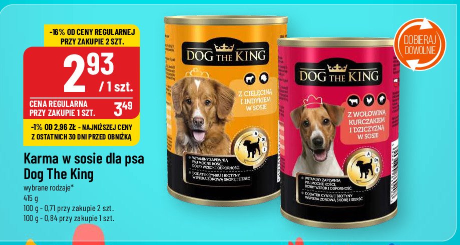 Karma dla psa z wołowiną kurczakiem i dziczyzną Dog the king promocja