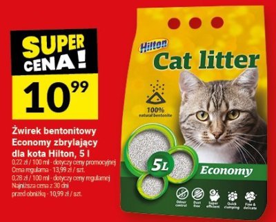 Żwirek bentonitowy Economy zbrylający dla kota Hilton 5l promocja w Twój Market