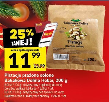 Pistacje prażone solone Bakaliowa Dolina Hebar, 200 g promocja w Twój Market