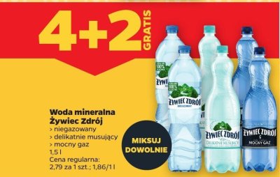 Woda mineralna naturalnie musująca 1,5 l 4+2 GRATIS promocja w Netto