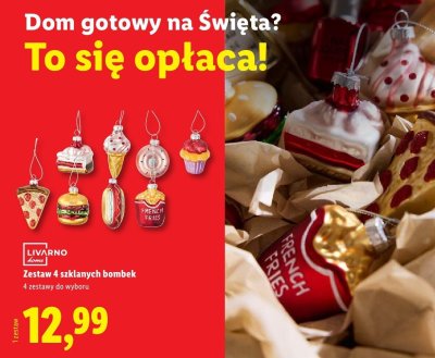  Zestaw 4 szklanych bombek promocja w Lidl
