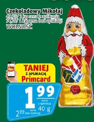 Mikołaj czekoladowy WOLNOŚĆ promocja w Prim Market