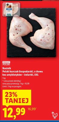 Polski kurczak Gospodarski, z chowu bez antybiotyków - ćwiartki, XXL promocja w Lidl