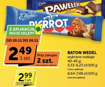 Baton Wedel wybrane rodzaje 5,5 zł - 6,23 zł/100 g / 6,64-7,28 zł/100 g promocja w ABC