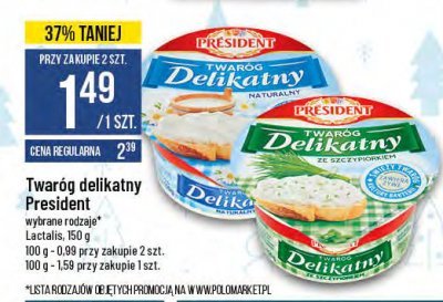 Twarożek delikatny naturalny President promocja