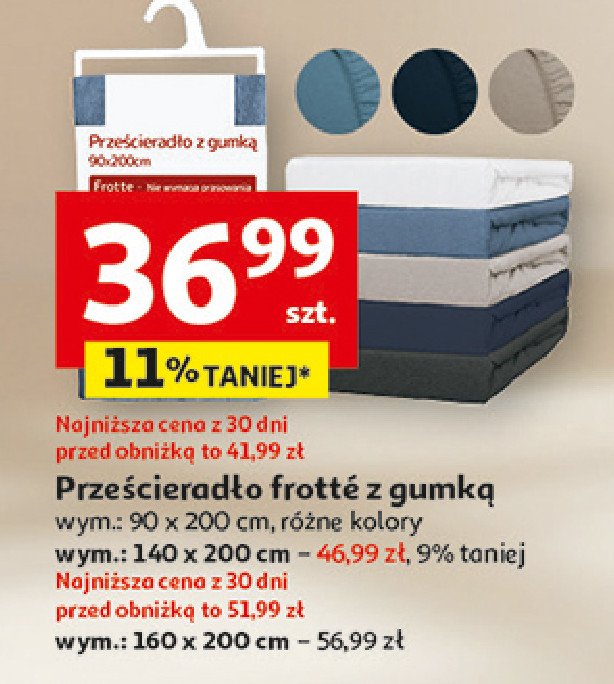 Prześcieradło frotte z gumką 160 x 200 cm promocja