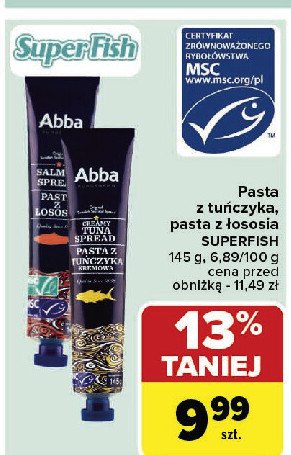 Pasta z tuńczyka Abba promocja w Carrefour Market