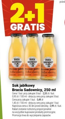 Sok jabłkowy Bracia Sadownicy, 250 ml promocja w Twój Market