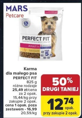 Karma dla małego psa PERFECT FIT 825g różne rodzaje promocja w Carrefour