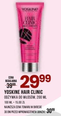 Odżywka do włosów YOSKINE Hair clinic promocja w Drogerie Natura