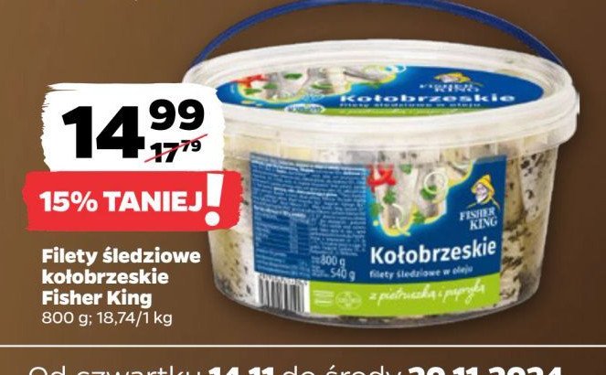 Filety śledziowe kołobrzeskie Fisher king promocja w Netto