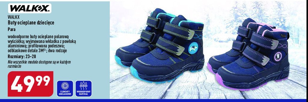 Buty dzieci臋ce ocieplane 23-28 Walkx promocja