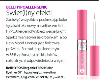 Eyeliner nr 01 Bell hypoallergenic fresh color eyeliner promocja