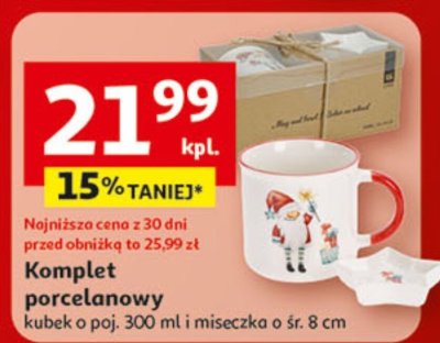 Komplet porcelanowy kubek o poj. 300 ml i miseczka o śr. 8 cm promocja w Auchan