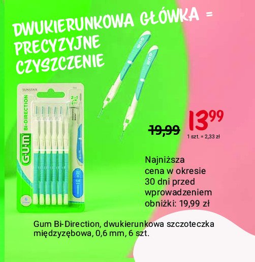 Szczoteczki mi臋dzyz臋bowe 0.6 mm G.u.m bi direction promocja