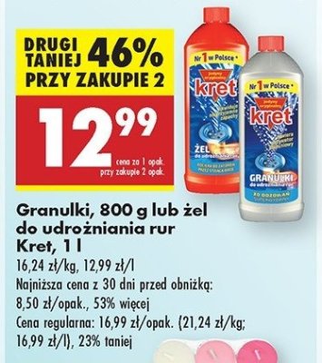 Granulki do udrożniania rur Kret promocja