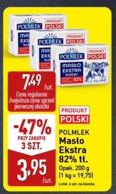 Masło Ekstra 82% tł. Polmlek promocja w Aldi