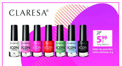 Lakier do paznokci 100 Claresa icon color promocja