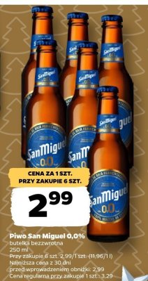 Piwo bezalkoholowe San Miguel 0,0% 250 ml promocja w Netto