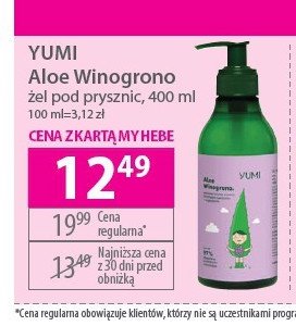 Żel pod prysznic intensywne nawilżanie aloe winogrono Yumi cosmetics promocja