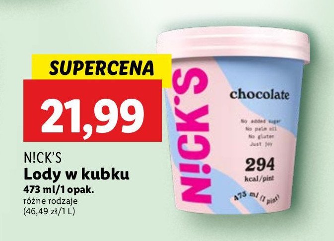 Lody chocolate Nick's promocja