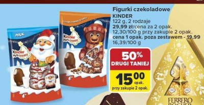 Figurki czekoladowe KINDER 122 g, 2 rodzaje promocja w Carrefour