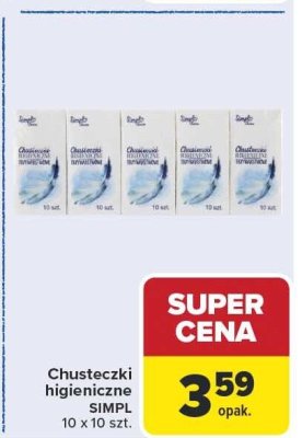 Chusteczki higieniczne SIMPL 10x10szt. promocja w Carrefour