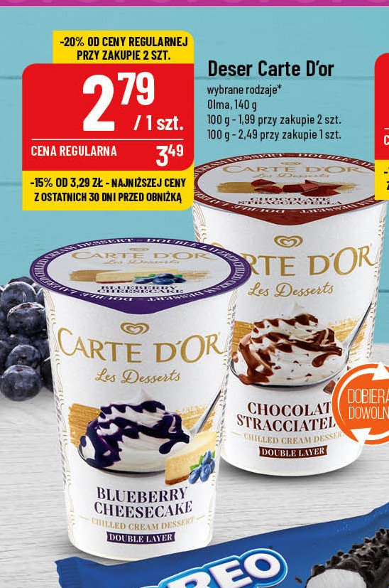 Deser blueberry cheesecake Algida carte d'or les desserts promocja