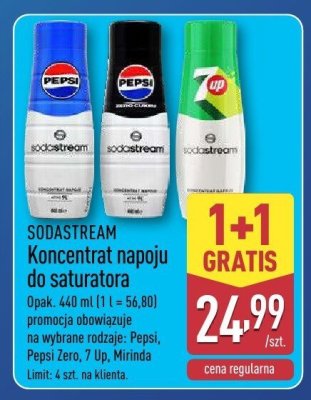 Koncentrat napoju do saturatora SODASTREAM różne rodzaje: Pepsi, Pepsi Zero, 7 Up, Mirinda promocja w Aldi