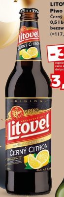 Piwo Litovel Czarny Citron  promocja w Kaufland