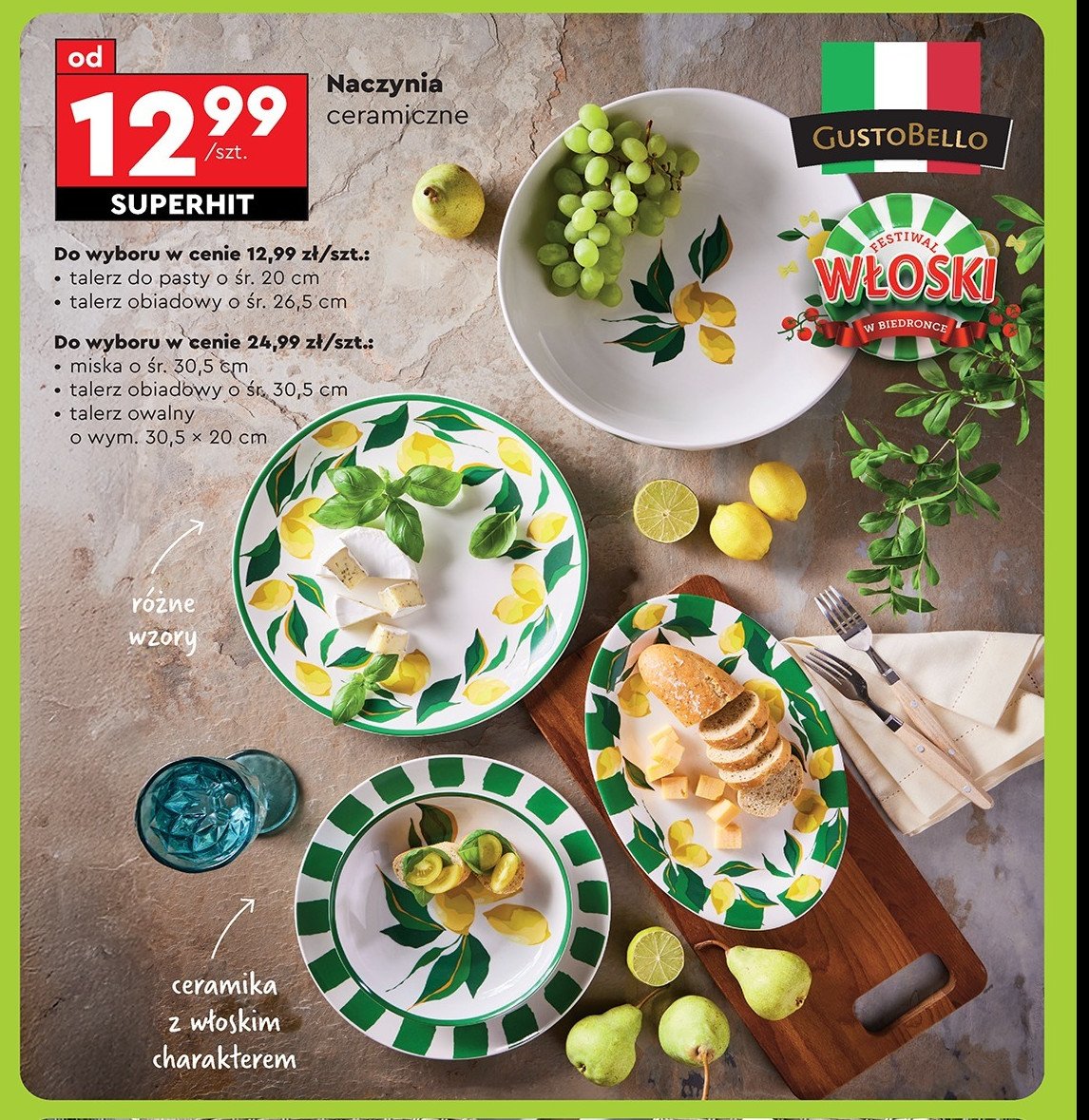 Talerz do pasty 20 cm Gustobello promocja w Biedronka