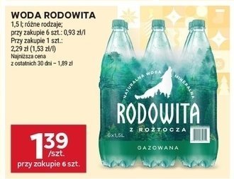Woda rodowita gazowana promocja w Stokrotka