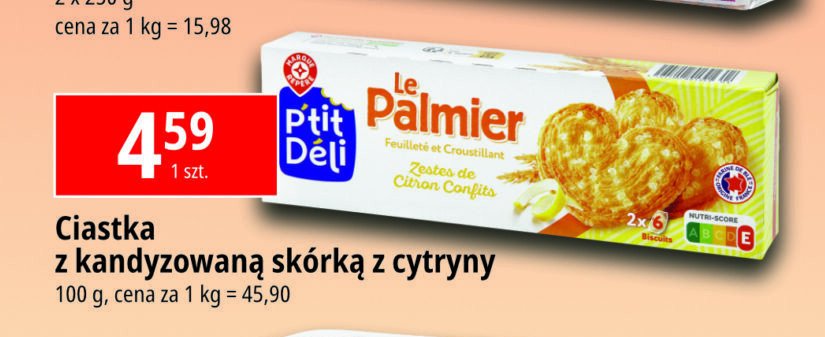 Ciastka palmiers cytrynowe Wiodąca marka p'tit deli promocja